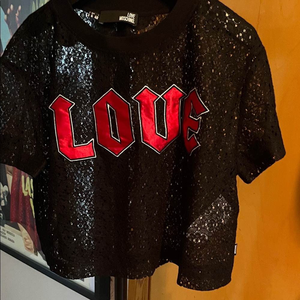 Love Moschino Black and Red Short Sleeve Tee